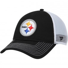 Men's Pittsburgh Steelers NFL Pro Line by Fanatics Branded Black/White Core Trucker II Adjustable Snapback Hat 2760037
